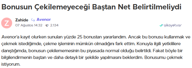 avenor yatırım şikayet