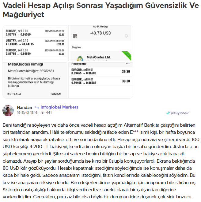 infoglobal markets şikayet