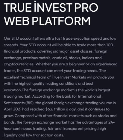 trueinvest hesap türleri