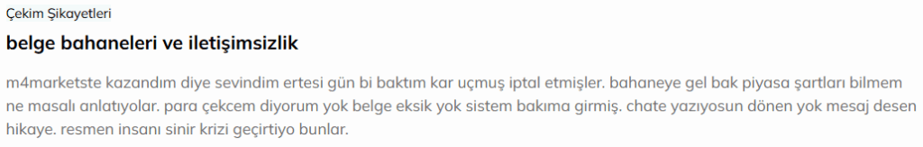 m4markets şikayet