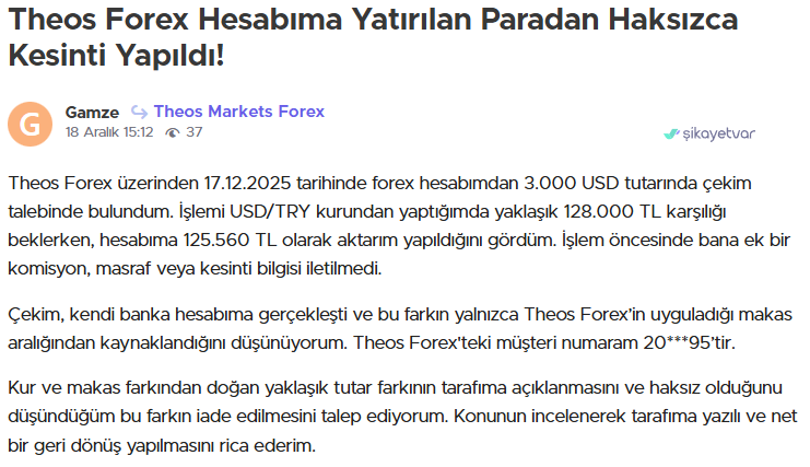 theos markets şikayet