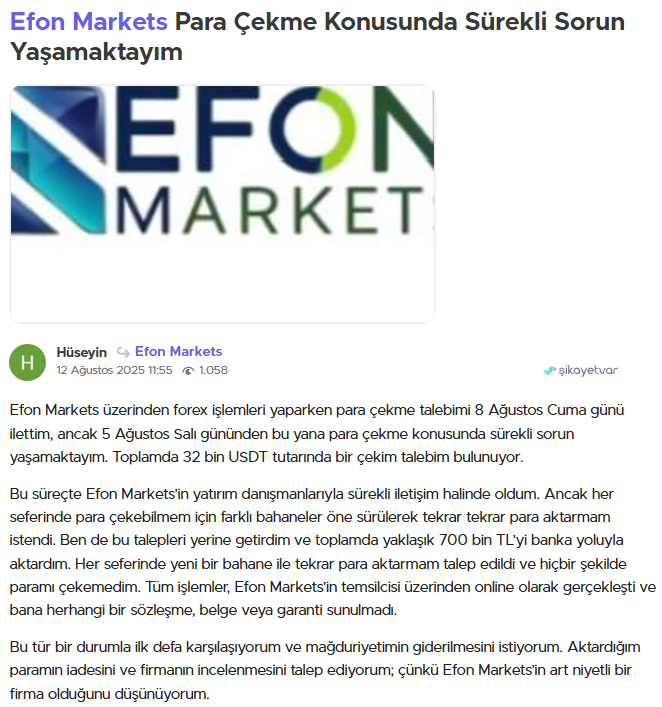 efon markets şikayet